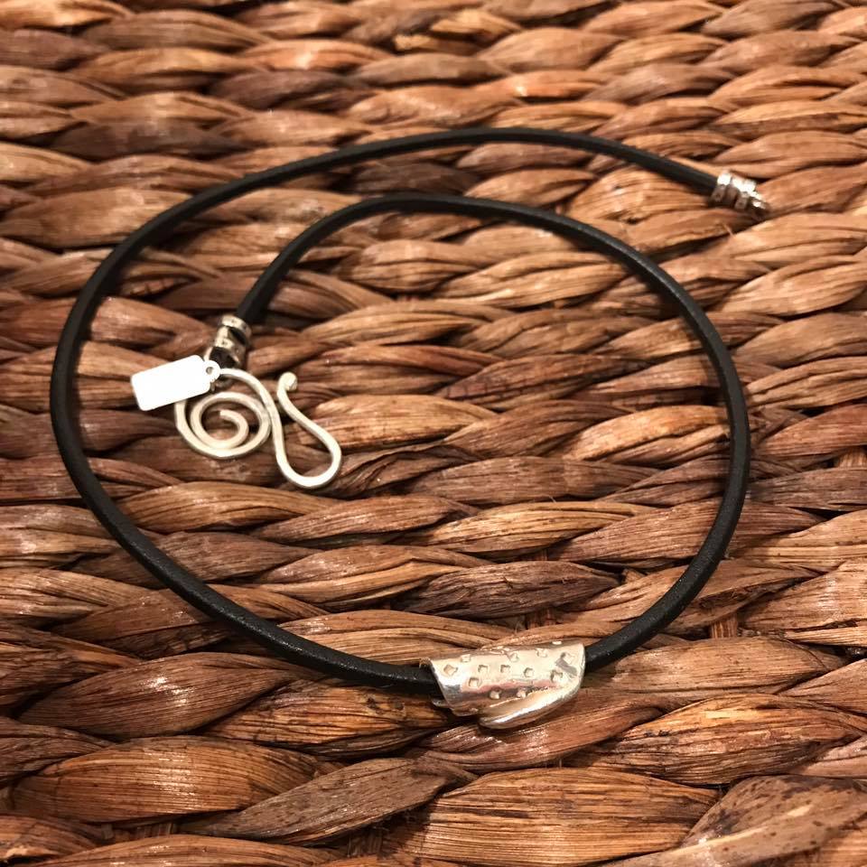 One of a kind pure silver hand crafted bead pendant